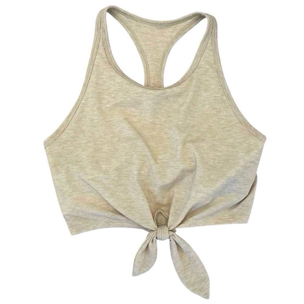 GapFit Breathe Womens S Tie Front Cropped Brami Sand Beige